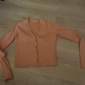 Reformation Ribbed Cardigan Sweater - Coral